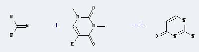 2-Amino-1H-pyrimidin-6-one can be prepared by 1,3-dimethyl-1H-pyrimidine-2,4-dione and guanidine